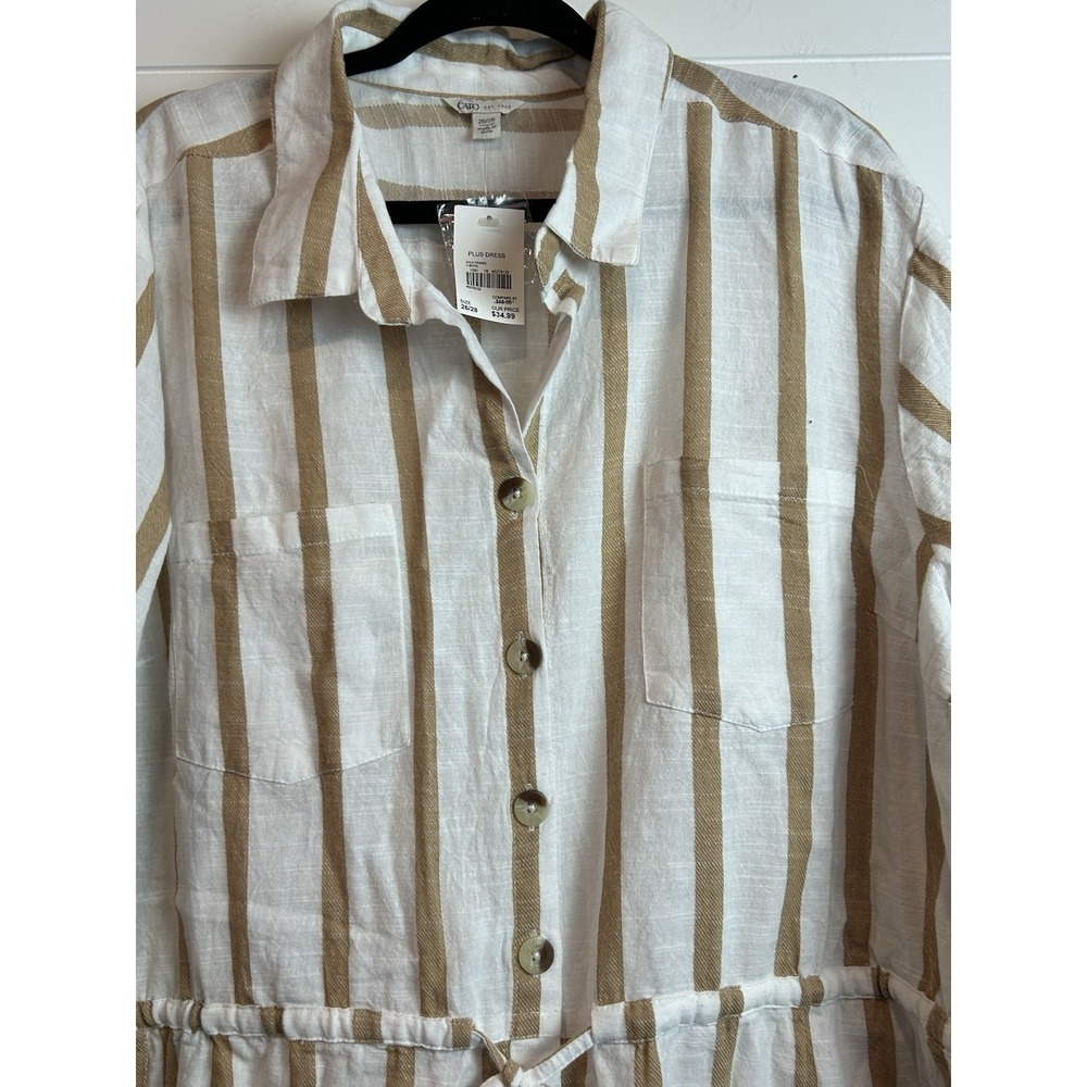 Cato Long Sleeve Shirt Dress Womens 26/28 White Beige Plus Size - Picture 3 of 10